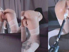 Gái Xinh Mặc Quần Tất Trắng, Dùng Sextoy Khoan Vào Lồn